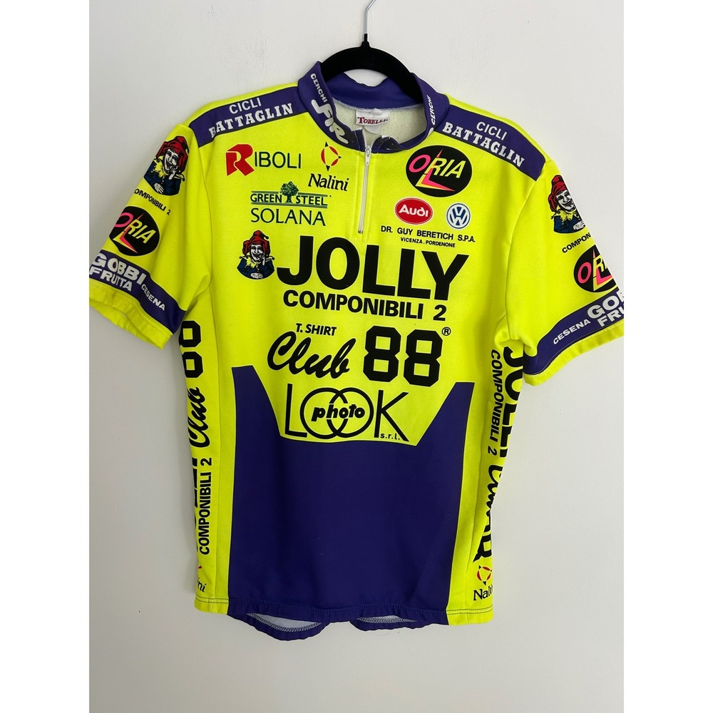 Vintage Torelli Jolly Componibili Cycling Jersey Neon Yellow Purple Mens L